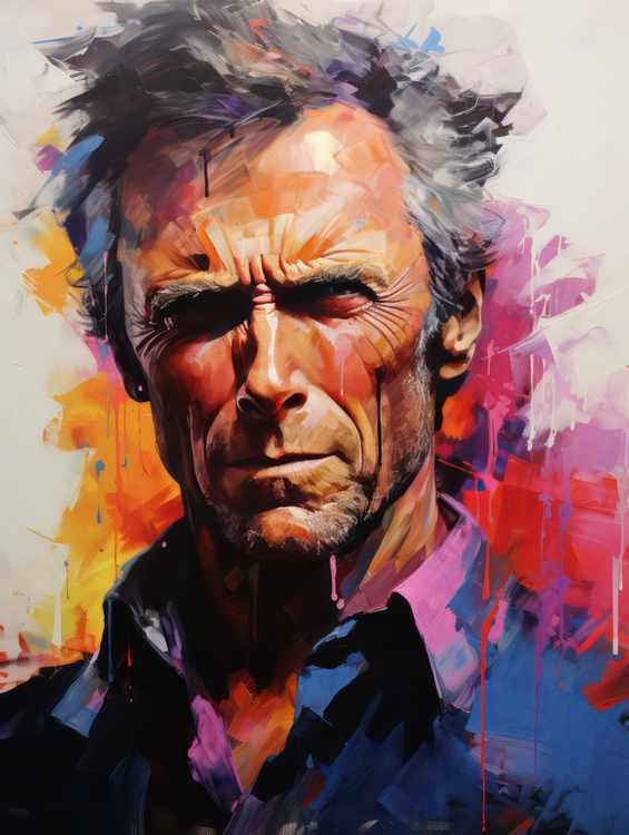Painting style Clint Eastwood Very colourful