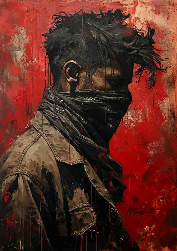 Man in a bandana in the style of rap