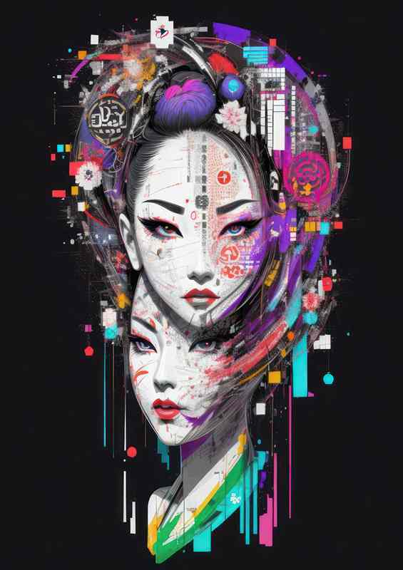 Vibrant Kimono Blossoms