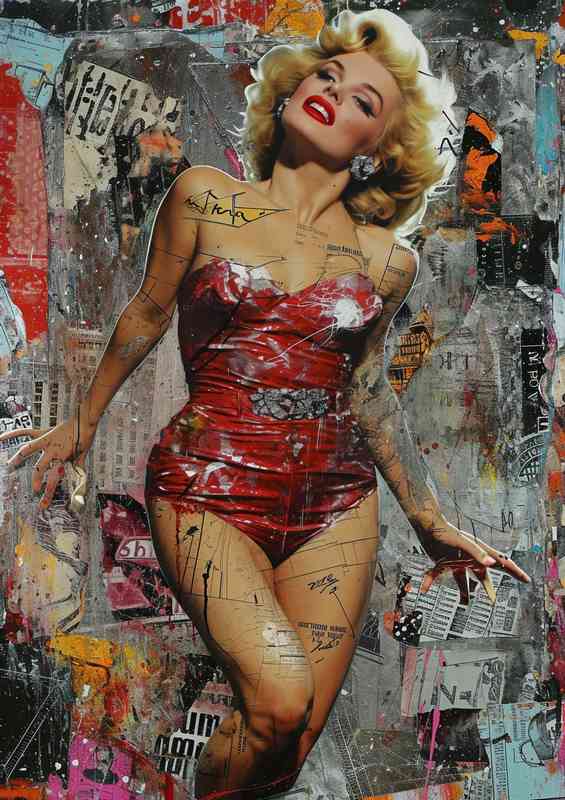 Marilyn monroe with various graphics street art