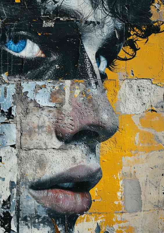 Painted wall blue eyes pop art style
