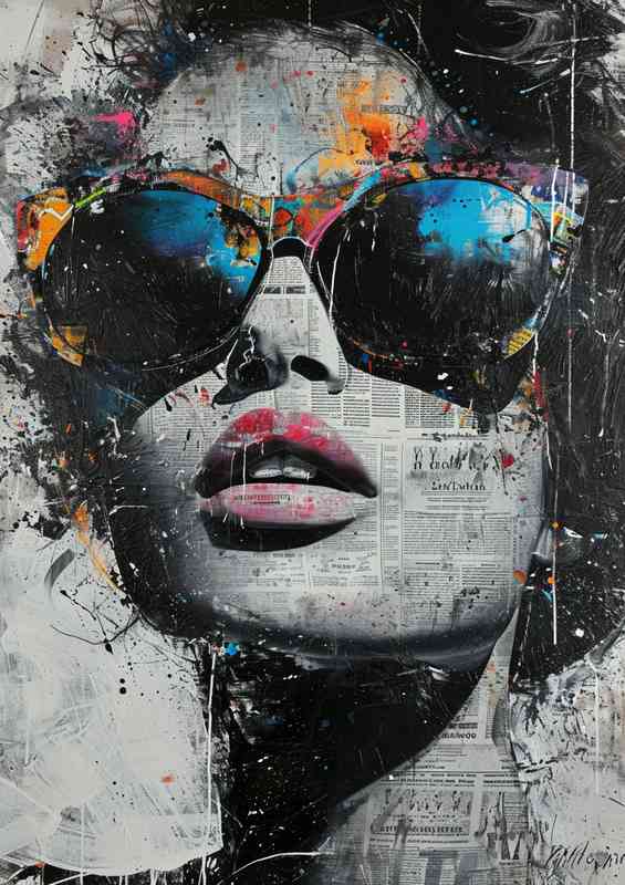 Painted woman paper art graffiti