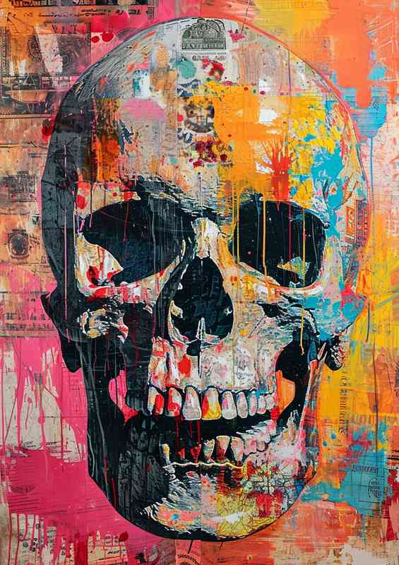 Painting style of a skull street art
