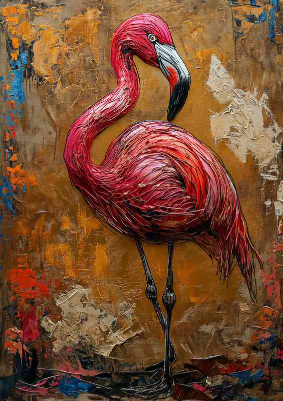 Pink flaimgo bird street art