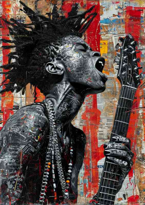 Rock guitar graffiti street art