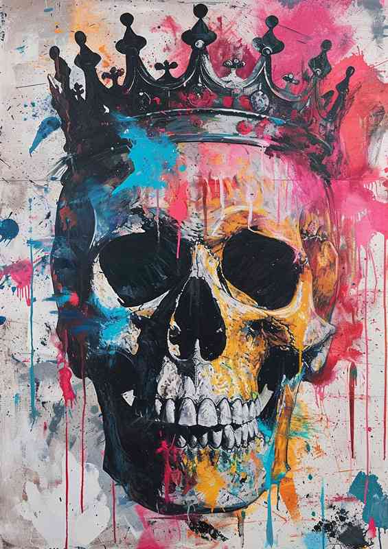 Skull and crown street art