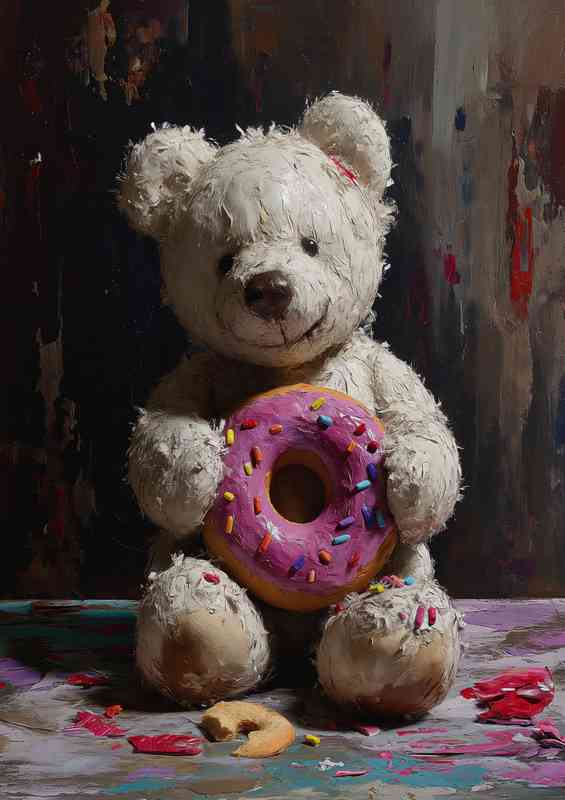 Teady bear and the pink donut