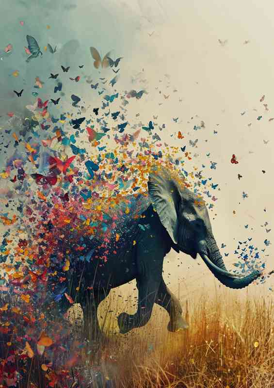 The Elephant and the butterflies art