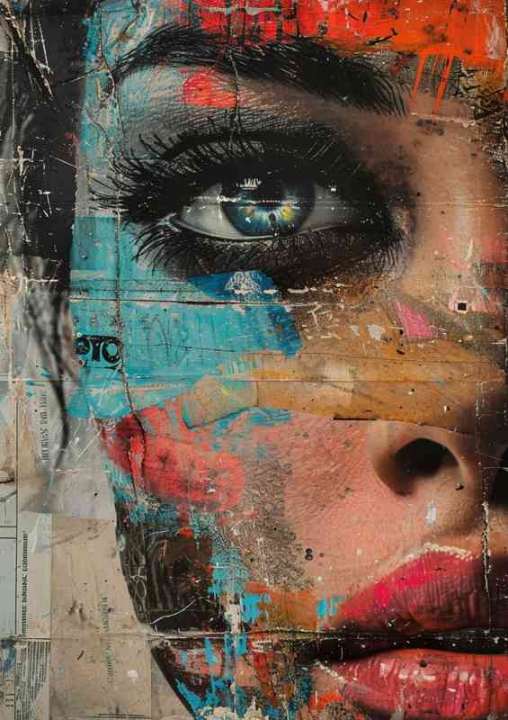 The Face of a woman with blue a eye