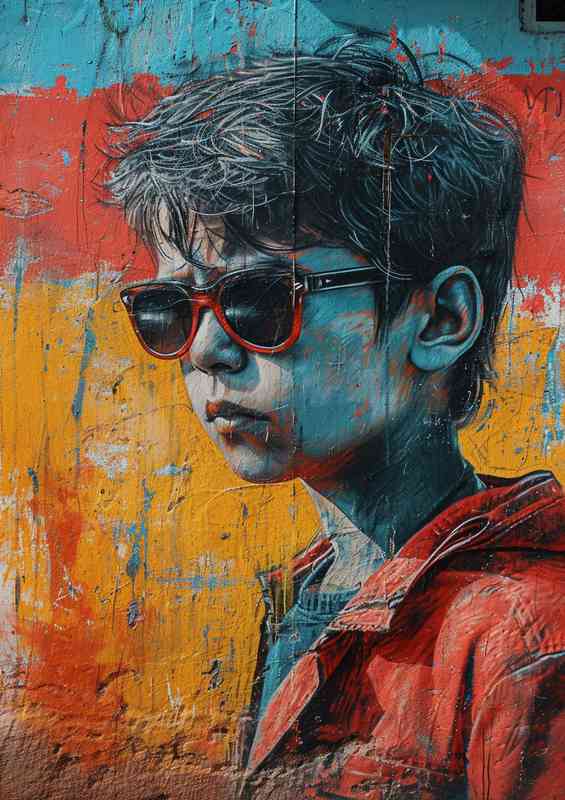 The boy looking cool in his glasses