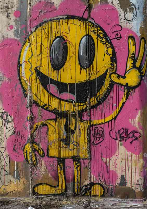 The yellow happy man graffiti