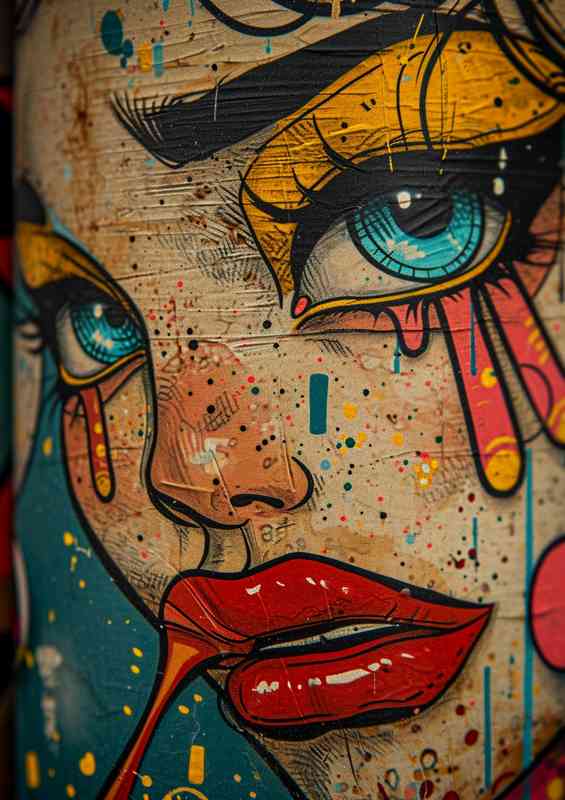 Urban art lady with big eyes