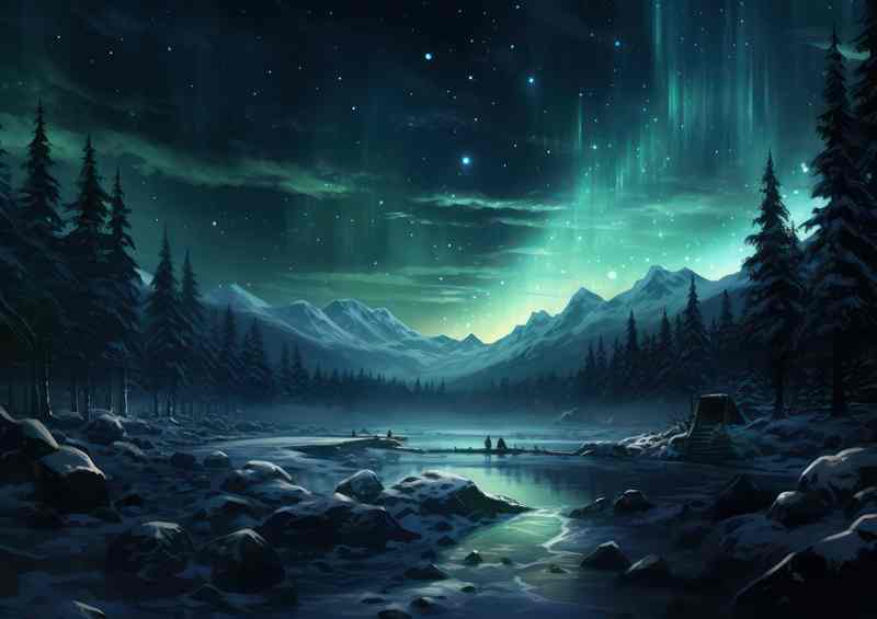 The Silent Beauty of Snow and Aurora Combined