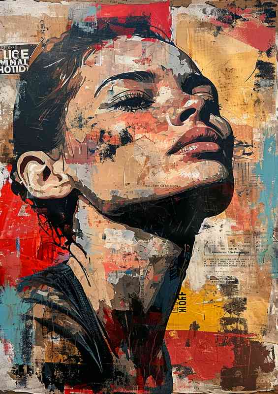 Woman looking proud urban street art
