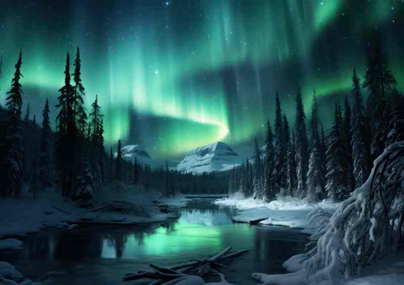 Winters Glow Snowfall and Northern Lights