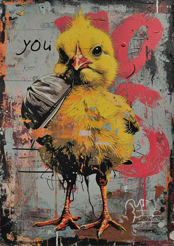 Yellow chick on the street