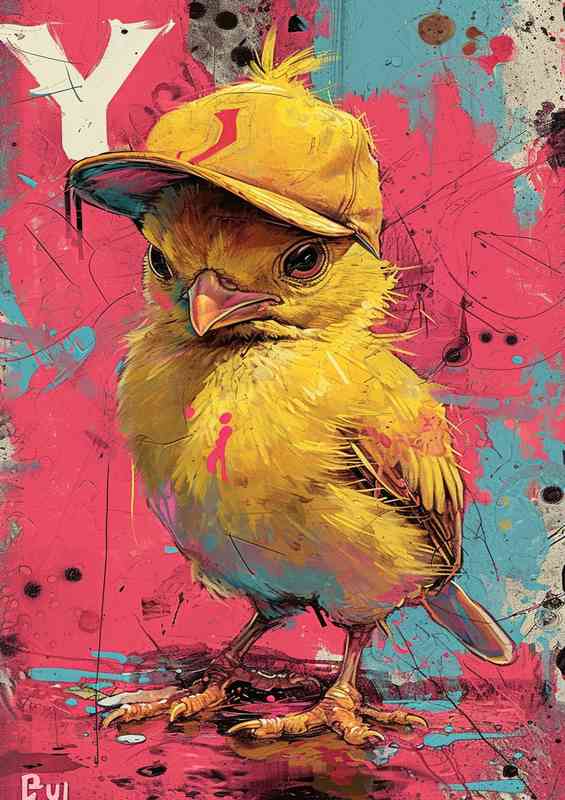 Yellow chick with the cap street wize