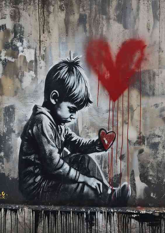Yound boy holding his heart in his hands