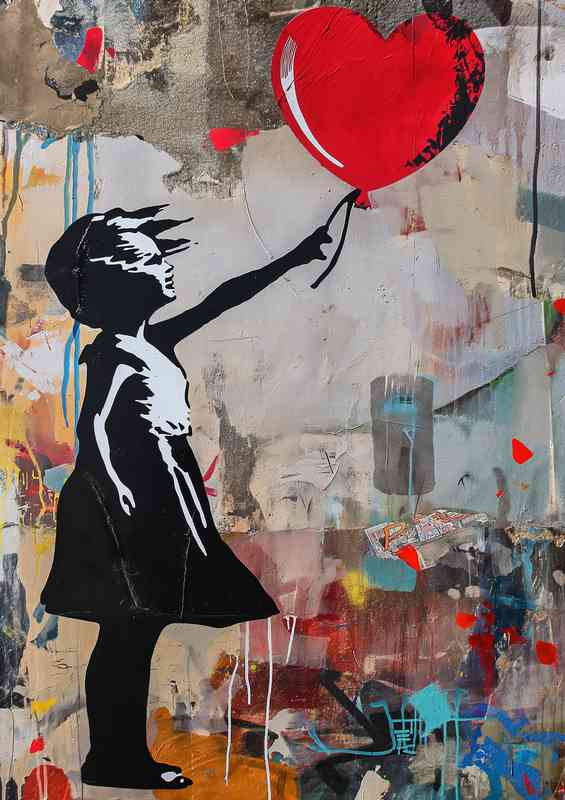 banksy inspired girl letting go of the ballon