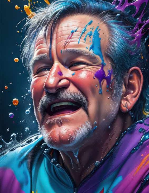Robin Williams a spalsh of colour art
