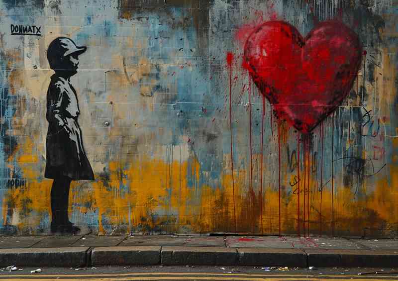 Banksy inspired love heart on the wall