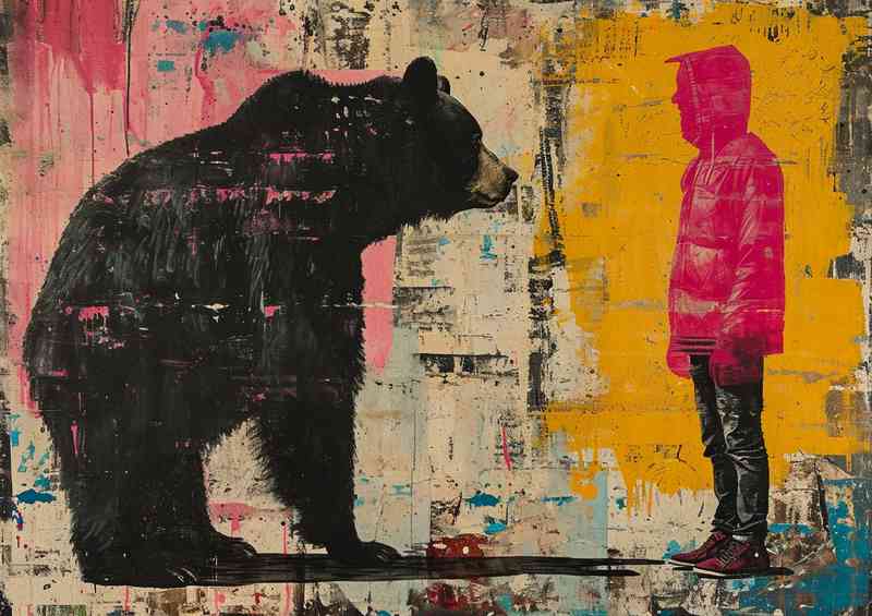 Bear and guy having a nice chat