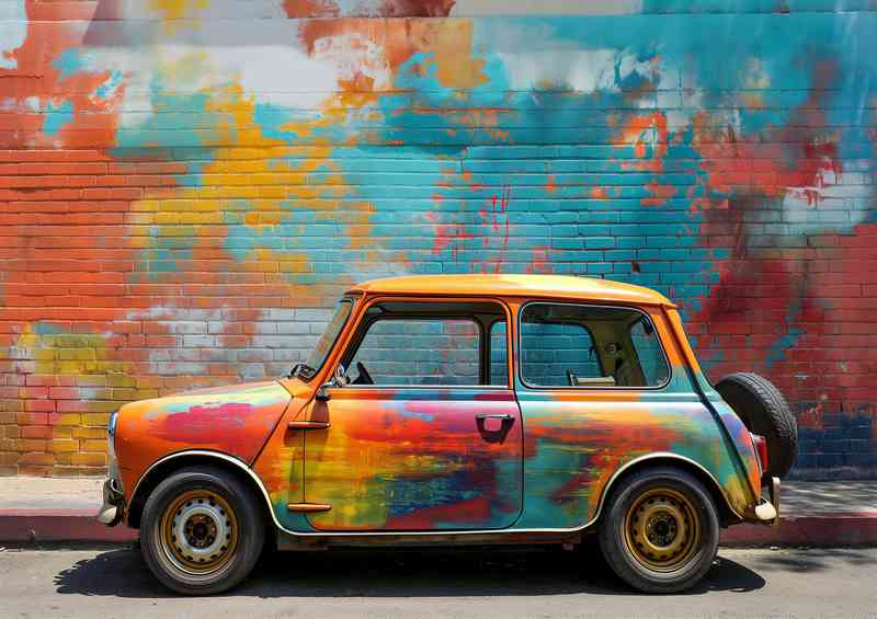 British mini cooper beautiful in the style urban art