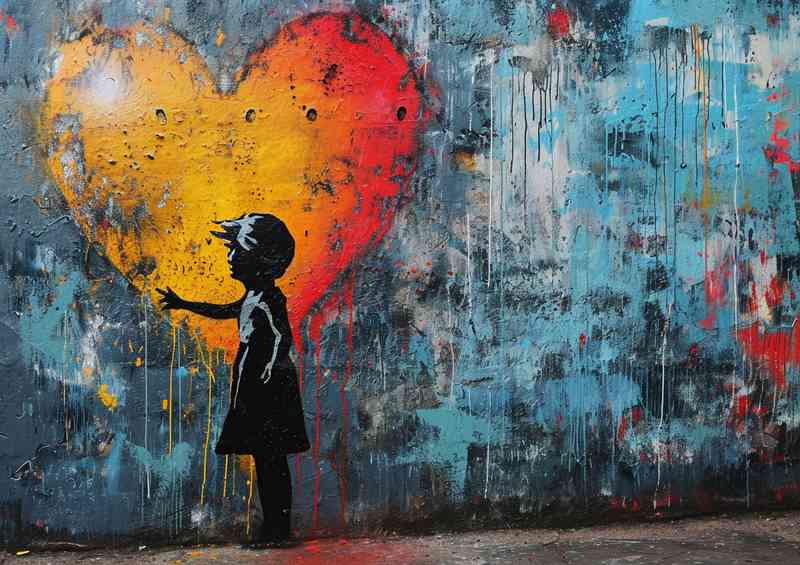 Graffiti banksy style lost in the love heart