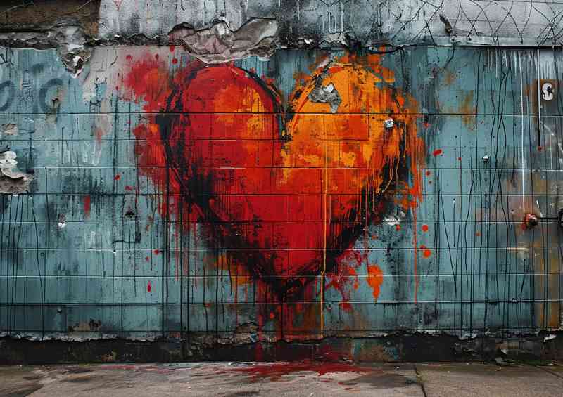 Graffiti heart love on a wall