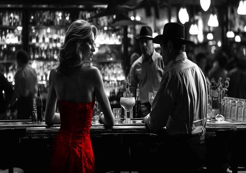 Lady in red at the bar