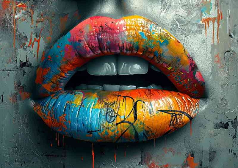 Lips has graffiti painted all over