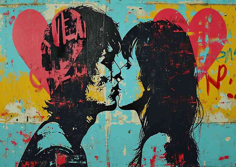 Love is all we need kissing pop art style