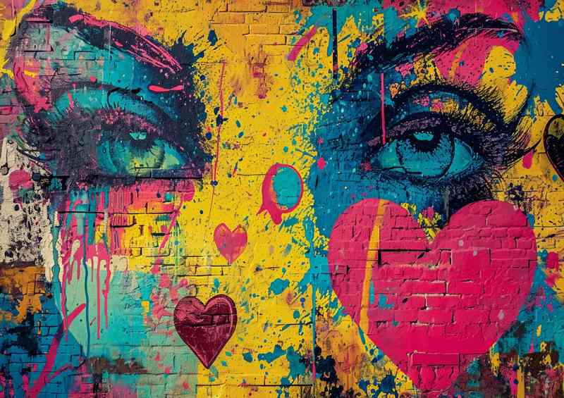 Love is all we need with blue eyes graffiti