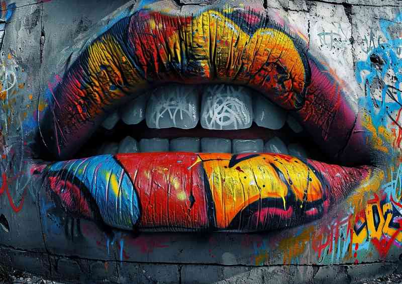 Mouth has graffiti painted all over