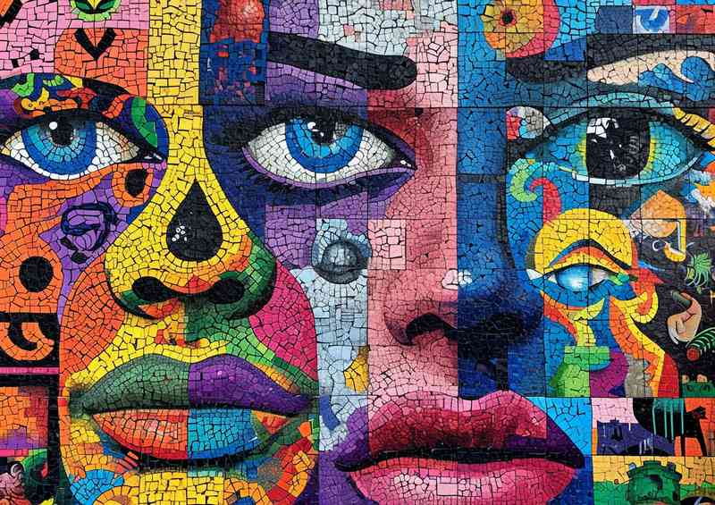 Painted faces abstract style