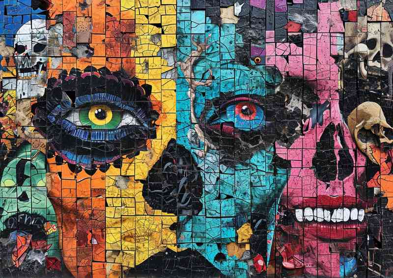 Painted style faces day of the dead