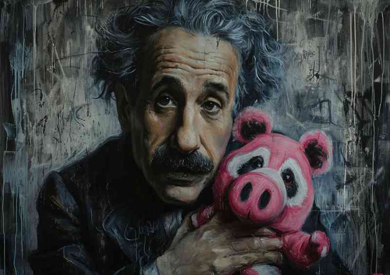 Pink panda and einstien street art