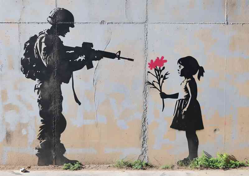 Soilder guns and love banksy style