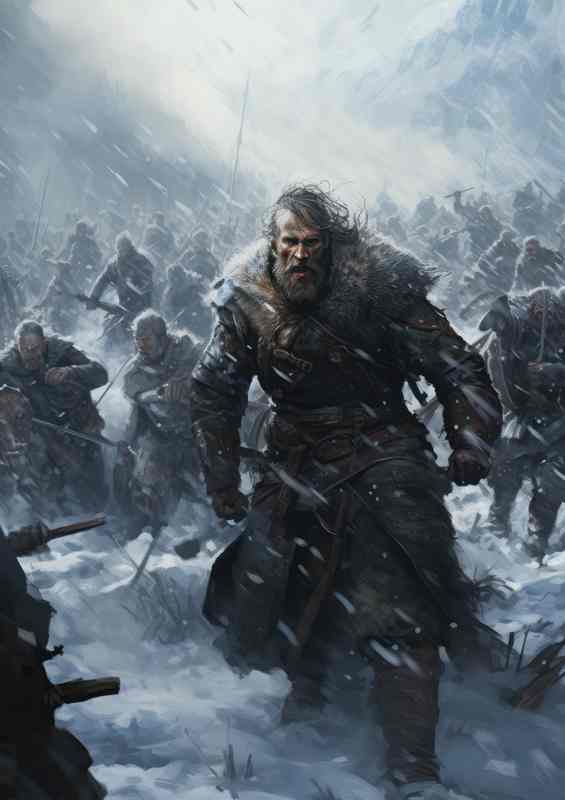 The Legacy Viking Snow Battle Metal Poster