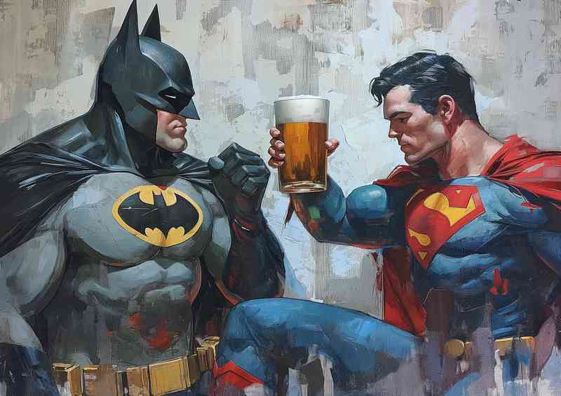 Super heros havin a beer