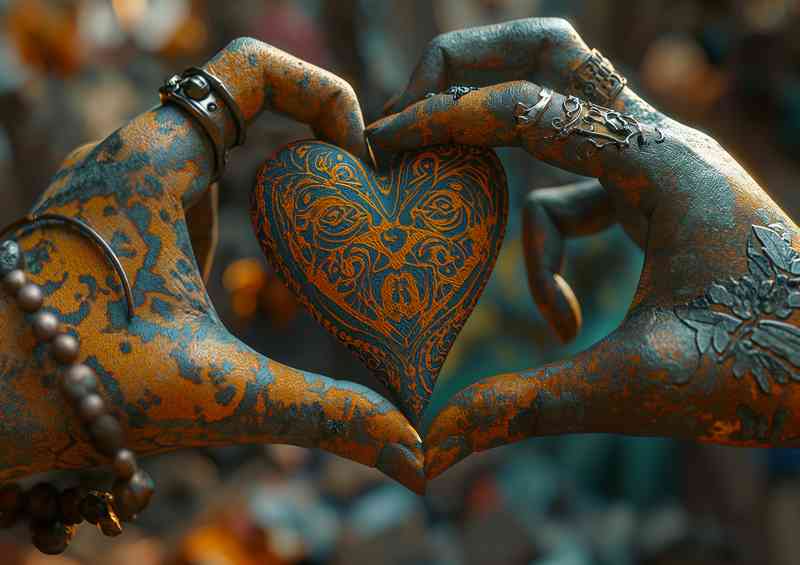 Two hands love heart