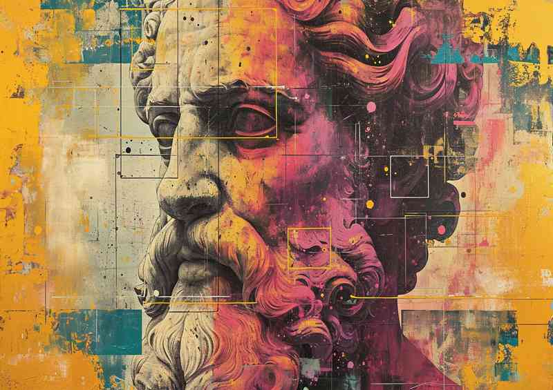 a painting of a mans head street art