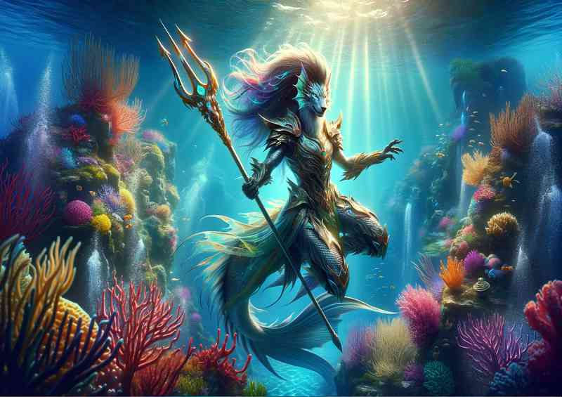 Warrior animal sleek and powerful mermaid warrior