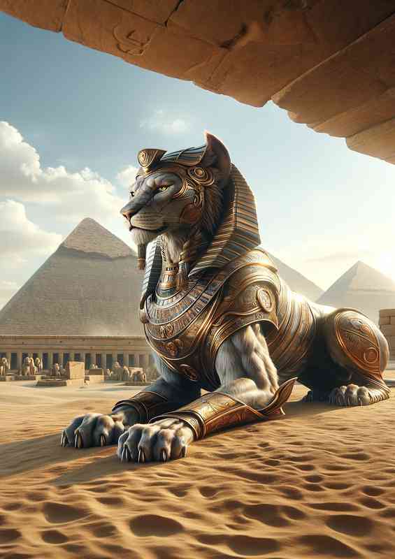 A majestic sphinx with the body of a lion