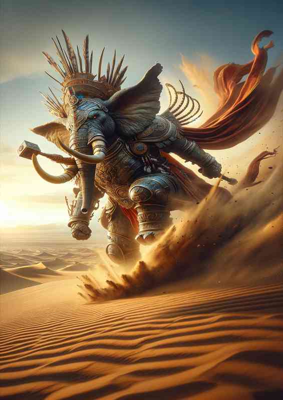An intense action scene Visualize a mighty elephant