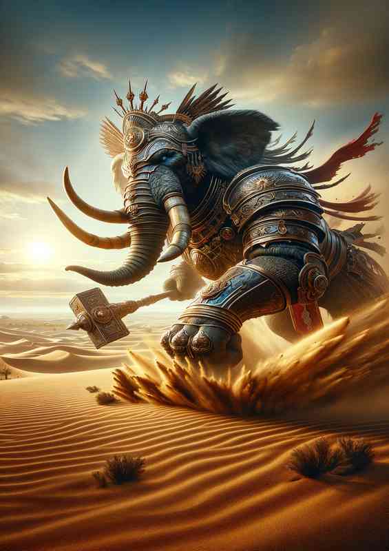 An intense action scene mighty elephant going to battle