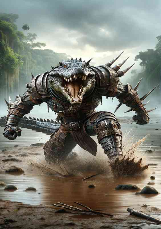 Animal in an intense action pose a formidable crocodile