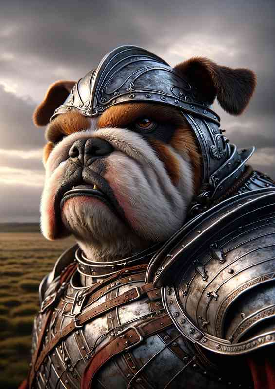 British bulldog warrior showcasing the detailed features of his face