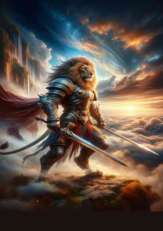 Fantastic composition a majestic lion battle ready