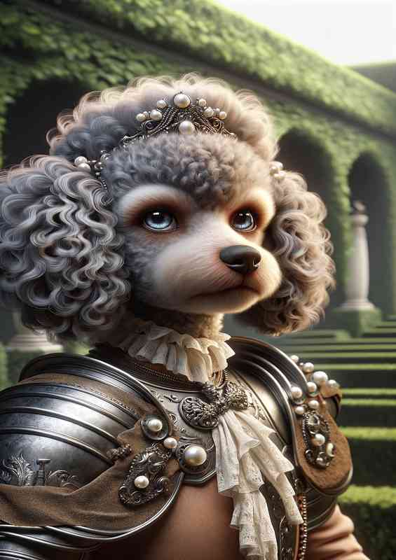 French poodle warrior focusing on the elegance